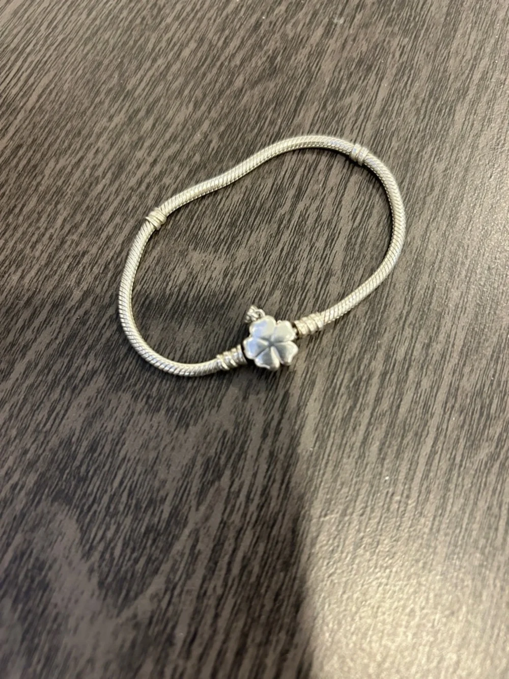 Pandora Silver Snake Chain Bracelet with Flower Charm - Silver - Picture 3 of 7